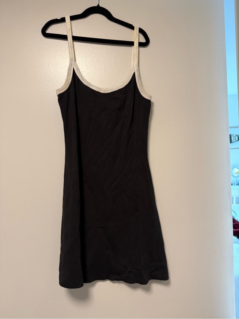 Black Tank Dress with Cream Trim